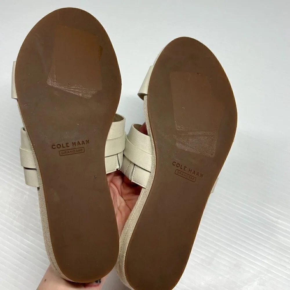 Cole Haan Francine Demi Womens Size 6.5B Beige Wedge Slip In Slide Sandals
